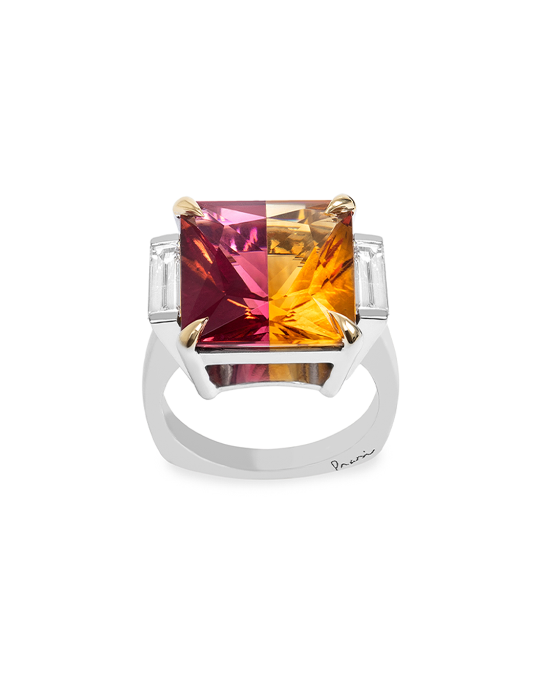 Jacarand Ring with Orange Citrine and Pink Tourmaline Prasi Fine
